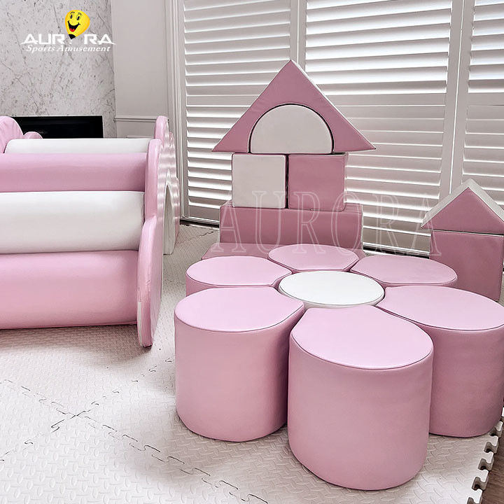 Pastel Pink White Kids Soft Play Equipment Non Toxic Indoor Soft Play Climbers