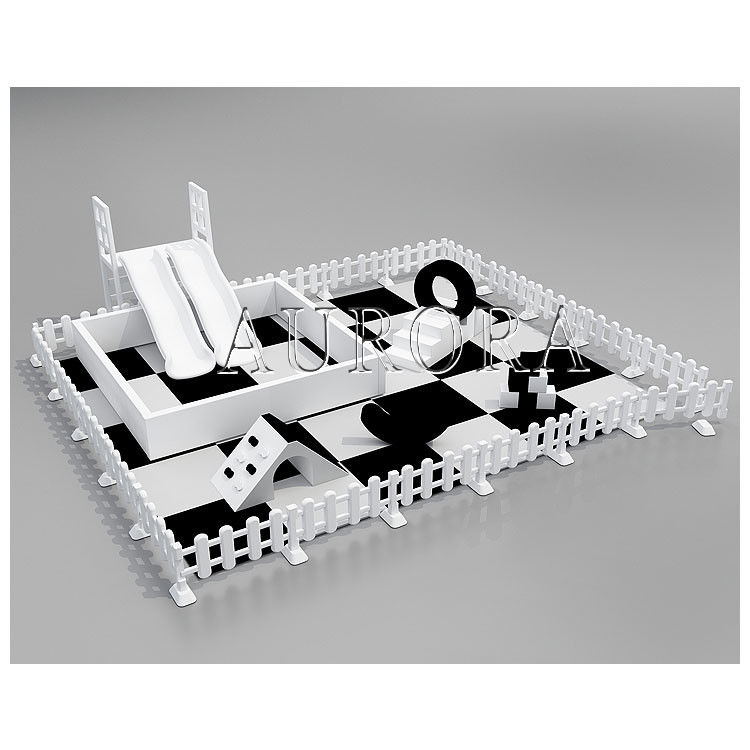 Sprzęt do zabawy z podwójnymi zjeżdżalnikami czarno-biały zestaw dzieci do wynajęcia